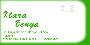 klara benya business card